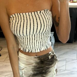 Adorable ruffle striped tube top